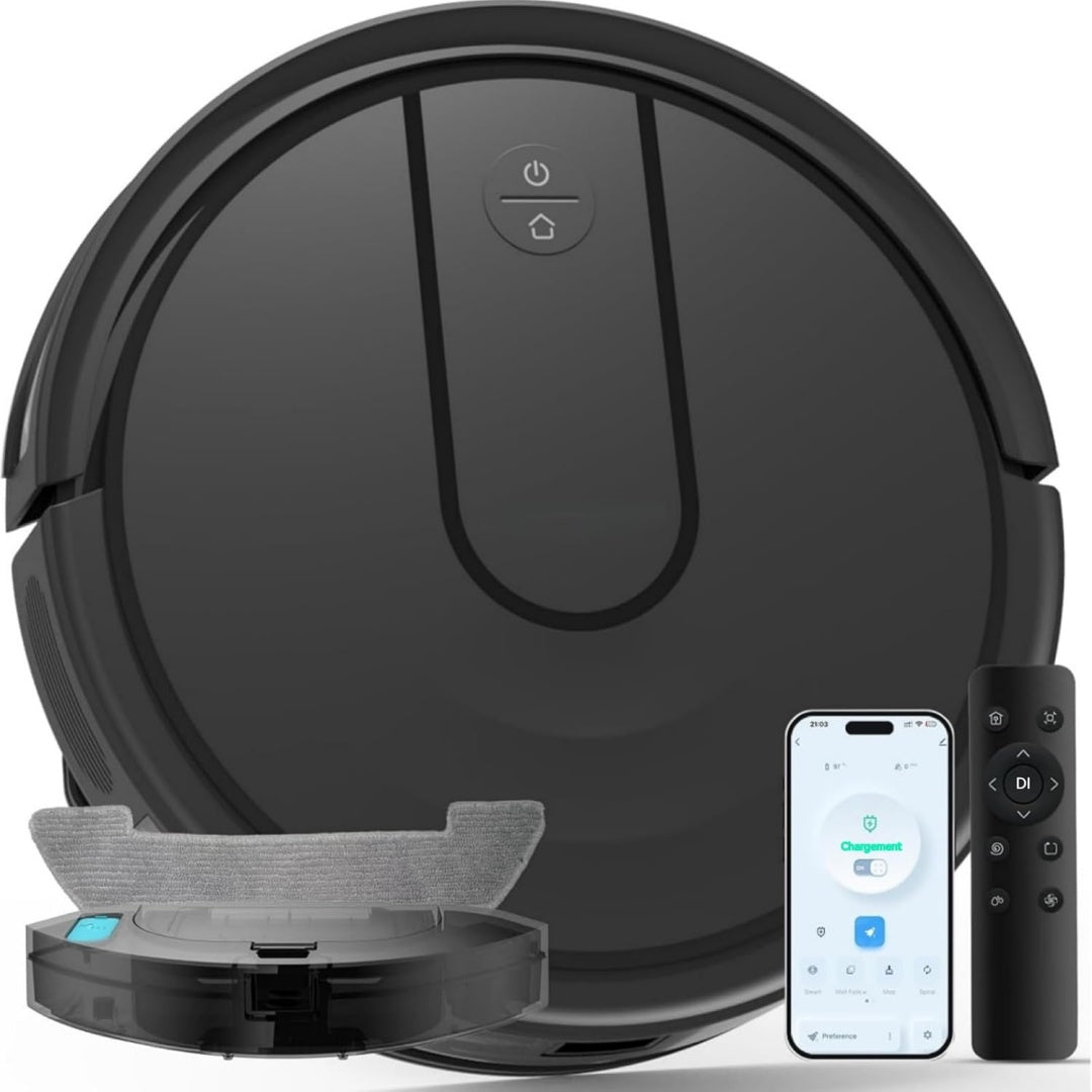 Aspirateur robotise offrant une capacite annoncee de 2550 mAh
