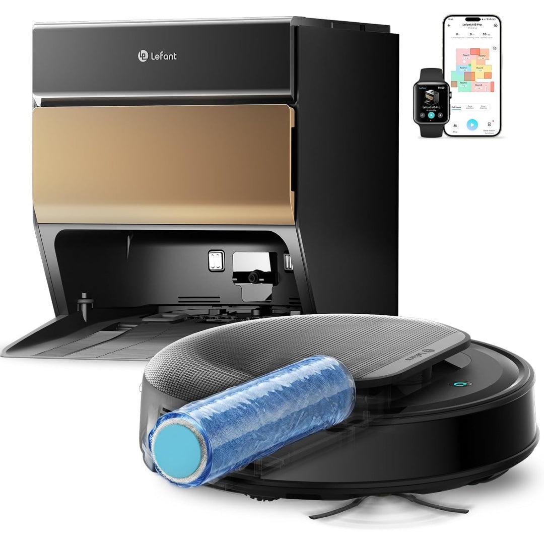 Ensemble robot et station de lavage avec le retour a la base, coloris dore