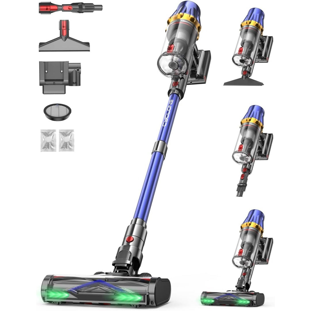 Aspirateur au format balai alliant la collecte des poils et une capacite annoncee de 3000 mAh