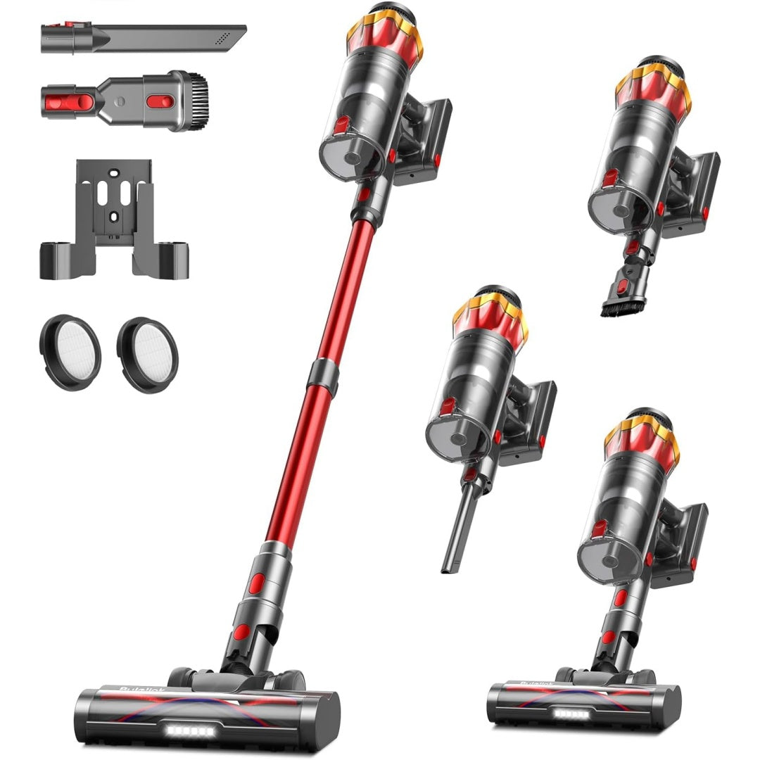 Cet aspirateur balai combine une brosse anti emmelement et une utilisation sans fil