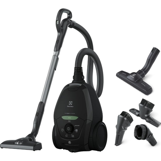 Cet aspirateur au format traineau combine la collecte avec sac et l'entretien des tapis