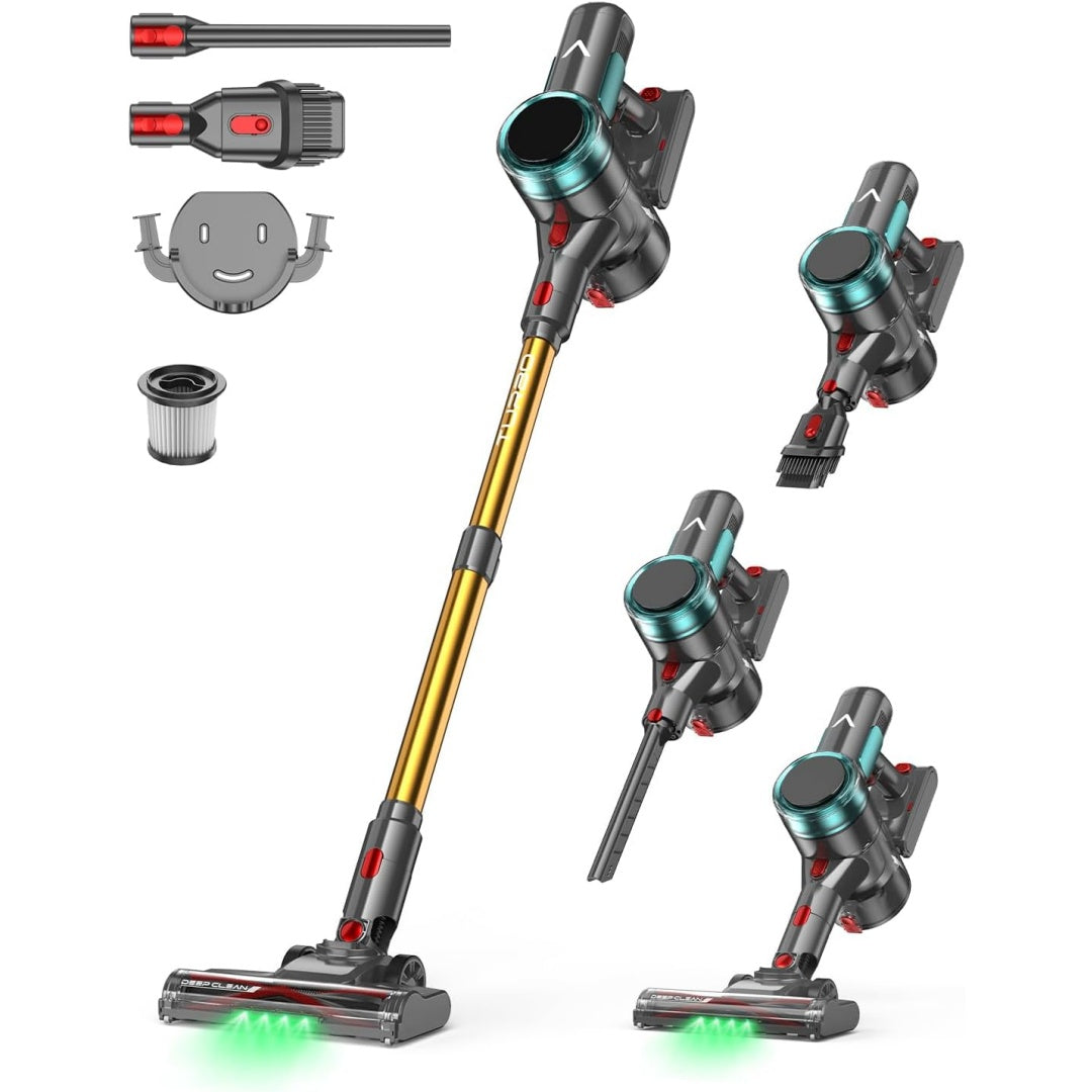 Cet aspirateur balai combine l'entretien des tapis et une utilisation sans fil