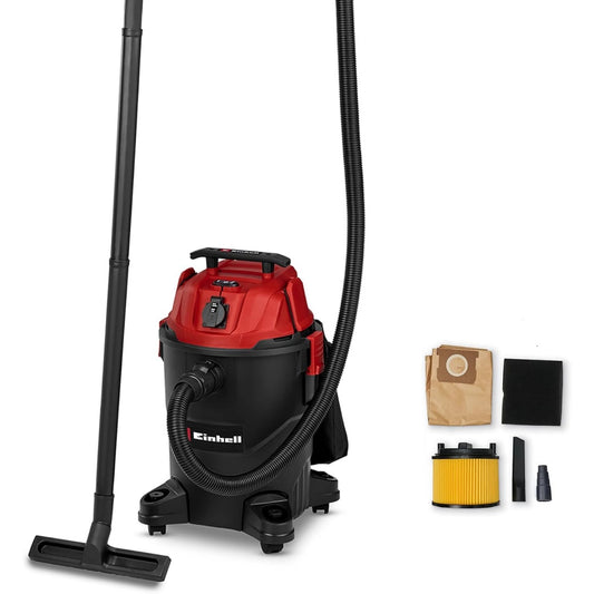 Aspirateur mixte associant l'entretien des surfaces de l'atelier au coloris noir et gris
