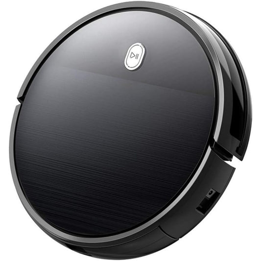 Robot de nettoyage des sols associant le retour a la base au coloris noir et gris